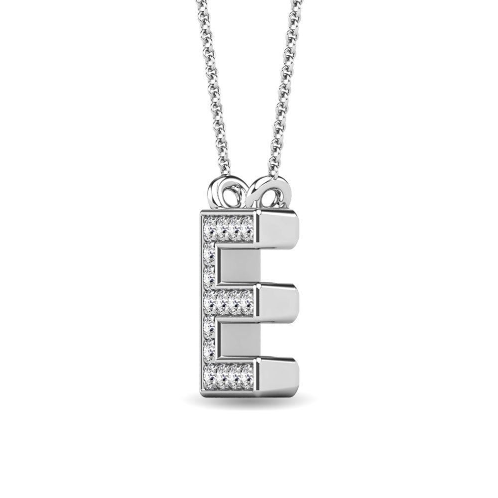 Diamond 1/20 Ct.Tw. Letter E Pendant in 10K White Gold