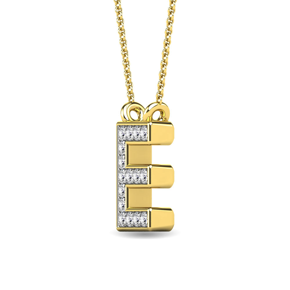 Diamond 1/20 Ct.Tw. Letter E Pendant in 10K Yellow Gold