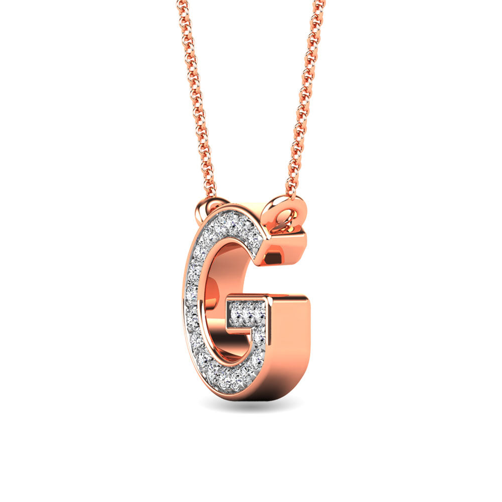 Diamond 1/20 Ct.Tw. Letter G Pendant in 10K Rose Gold