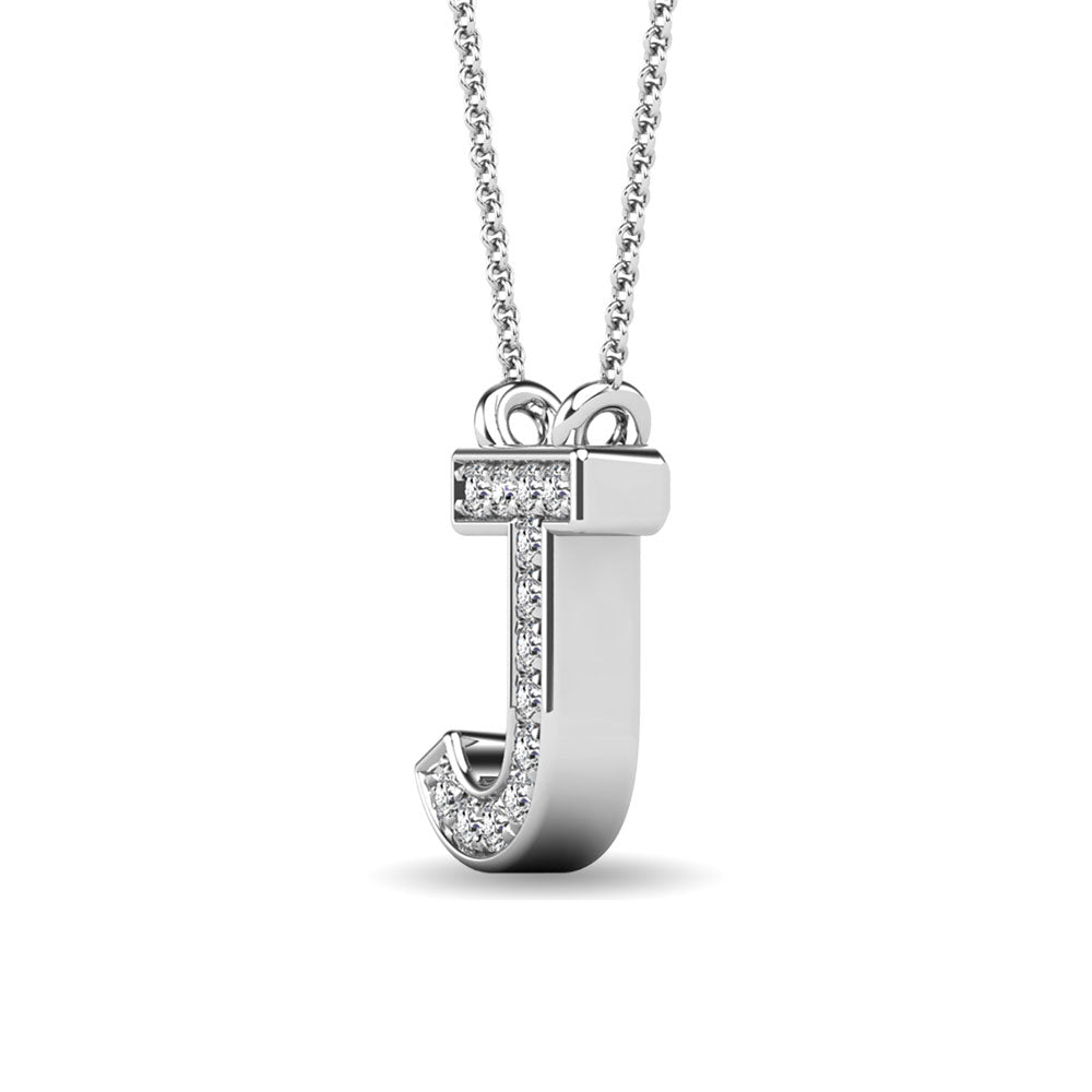 Diamond 1/20 Ct.Tw. Letter J Pendant in 10K White Gold