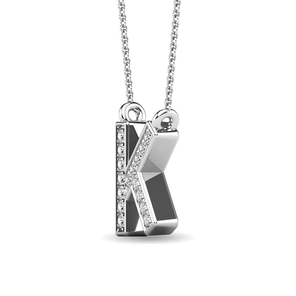 Diamond 1/20 Ct.Tw. Letter K Pendant in 10K White Gold