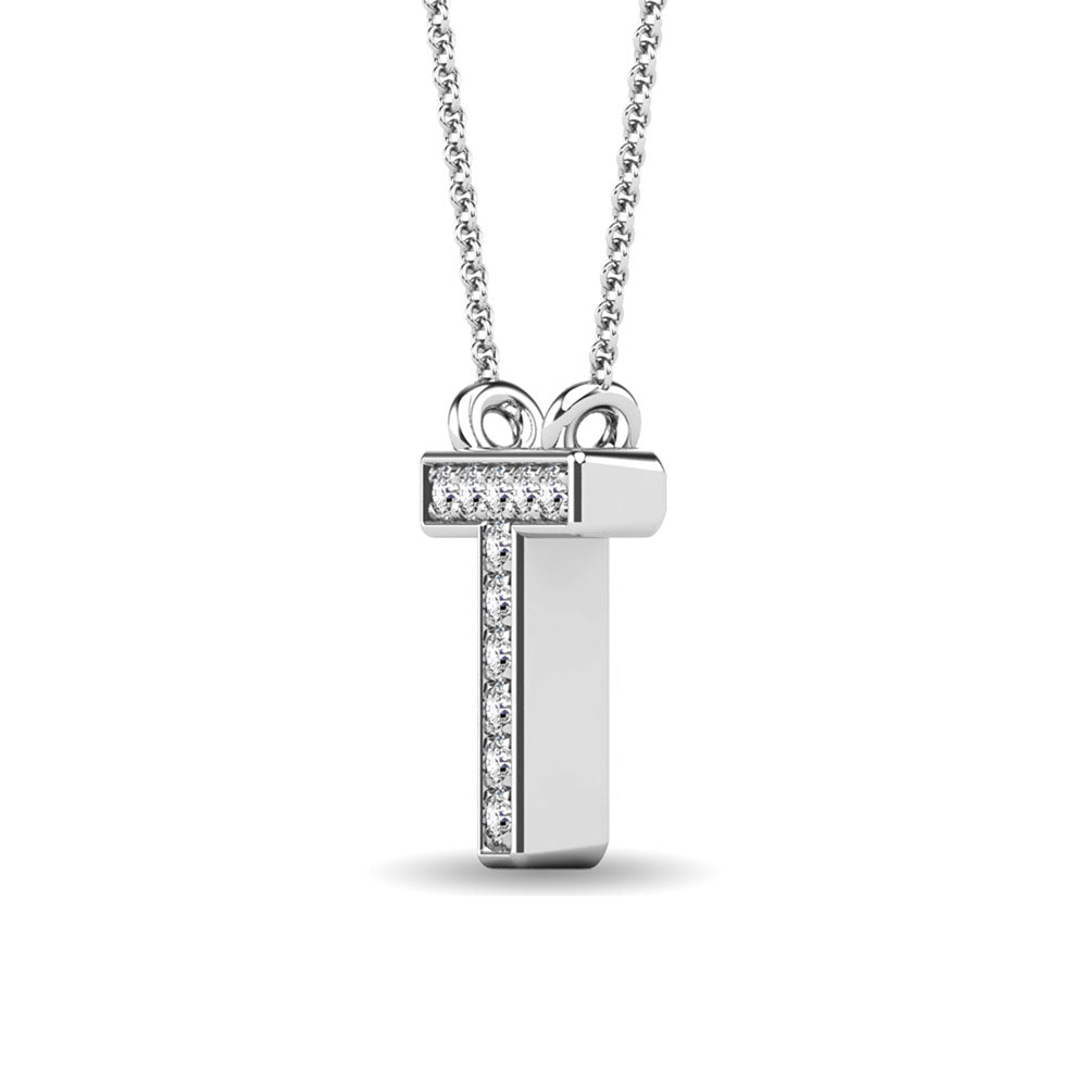 Diamond 1/20 Ct.Tw. Letter T Pendant in 10K White Gold