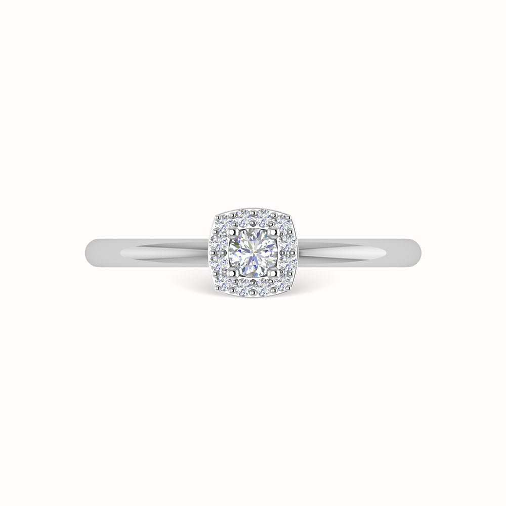 Diamond 1/3 Ct.Tw. Round and Cushion Cut Engagement Ring in 14K White Gold