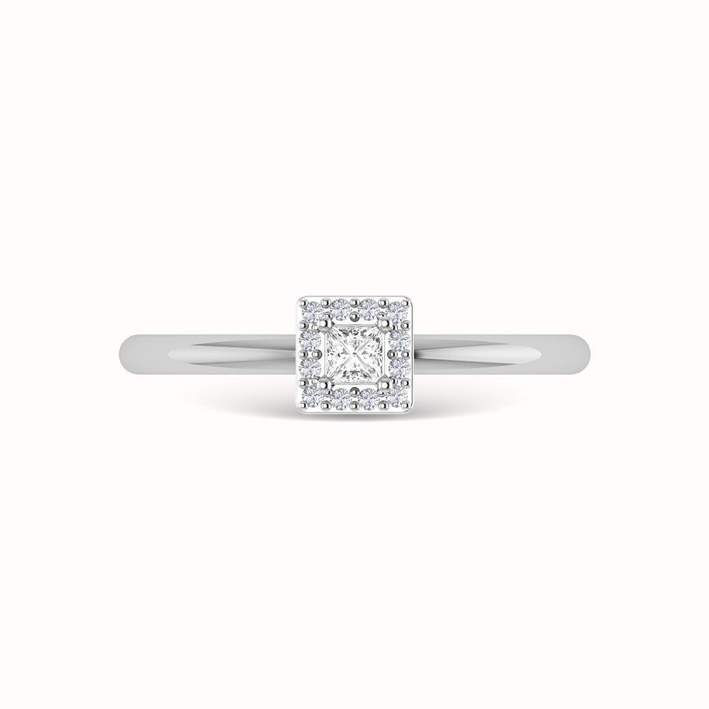 Diamond 1/3 Ct.Tw. Round and Princess Cut Engagement Ring in 14K White Gold