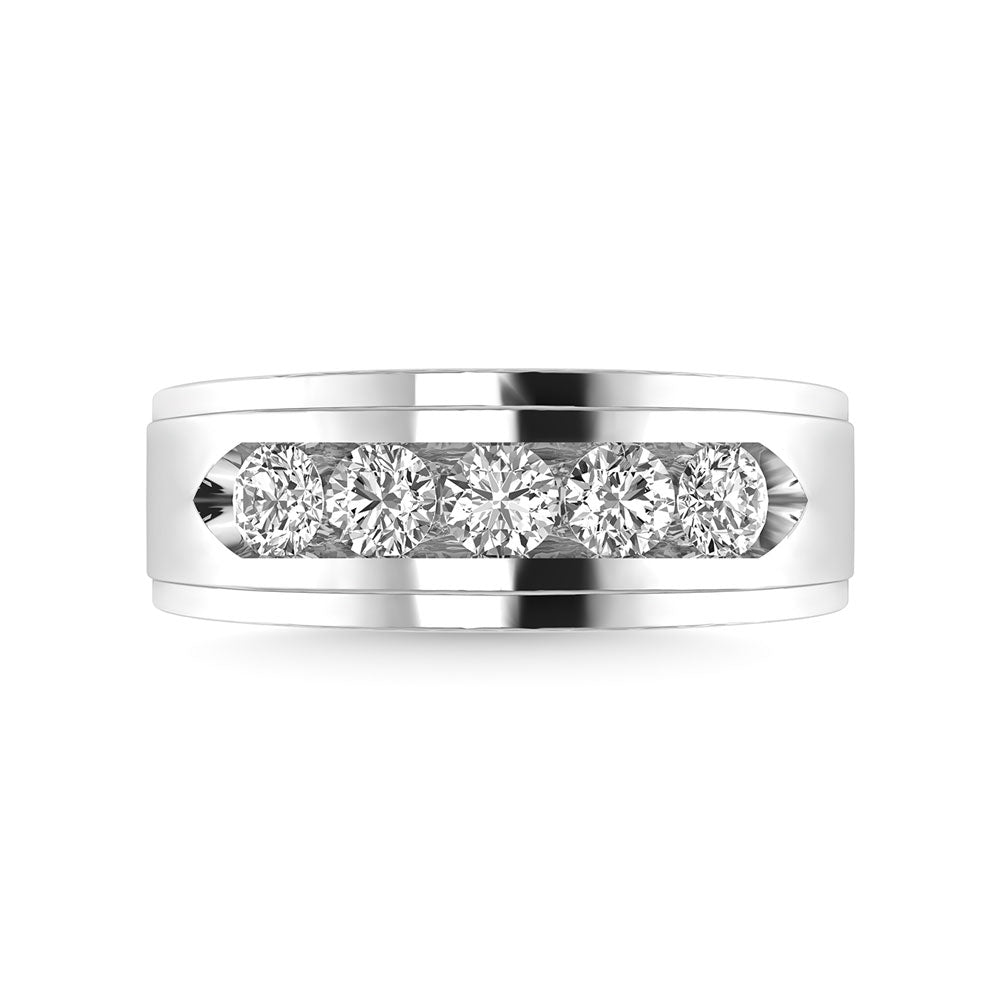 Diamond 1 Ct.Tw. Mens Wedding Band in 14K White Gold