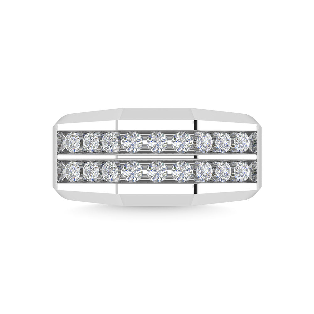 Diamond 1 Ct.Tw.Mens Wedding Band in 10K White Gold