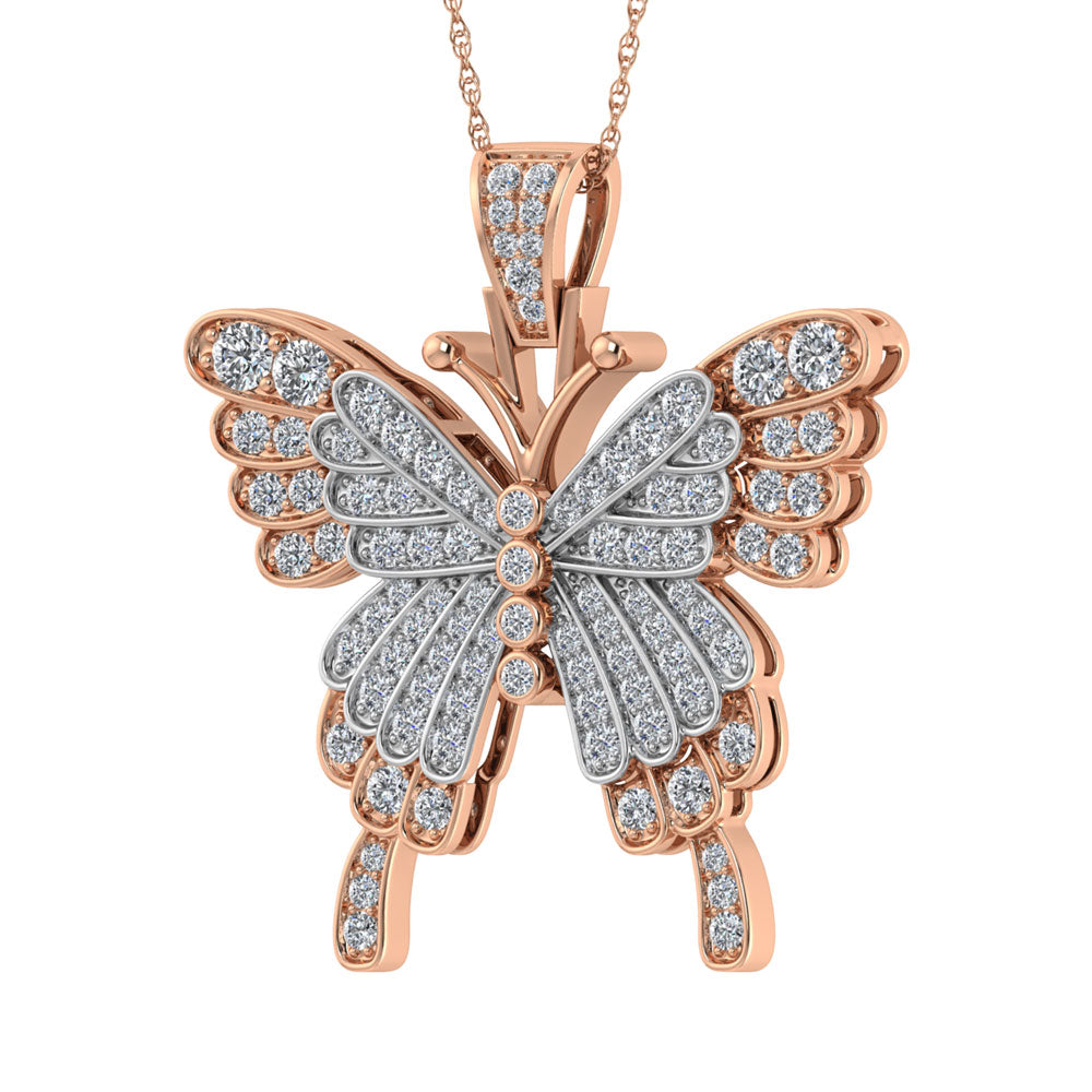 Diamond 1 Ct.Tw. Butterfly Pendant in 10K Two Tone