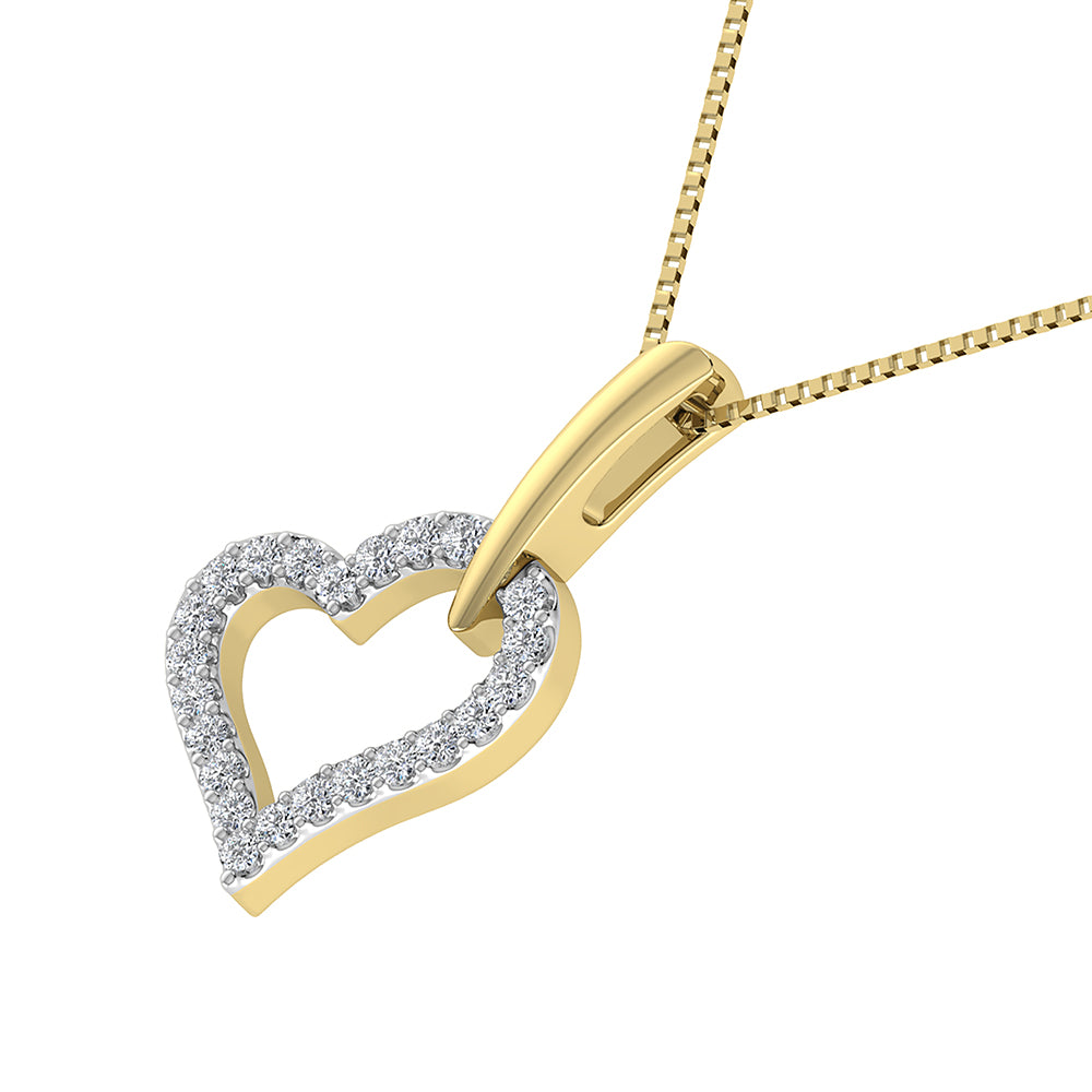 10K Yellow Gold 1/10 Ct.Tw. Diamond Heart Pendant