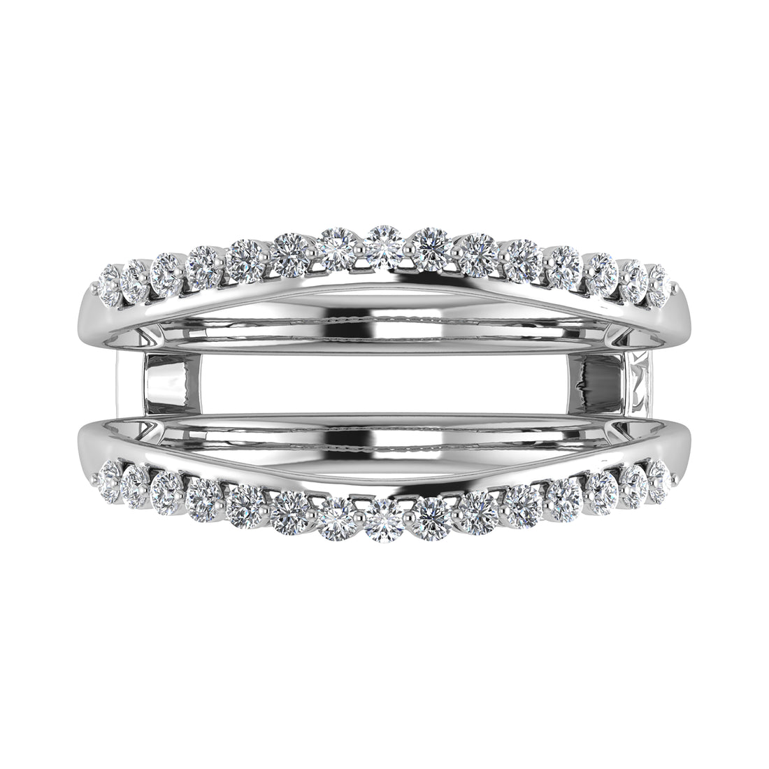 10K White Gold 1/4 Ct.Tw. Diamond Chevron Guard Ring