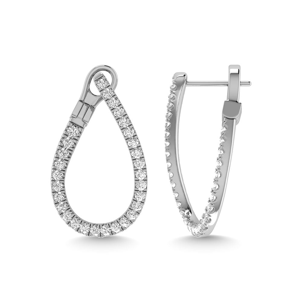 Diamond 1 Ct.Tw. Hoop Earrings in 14K White Gold