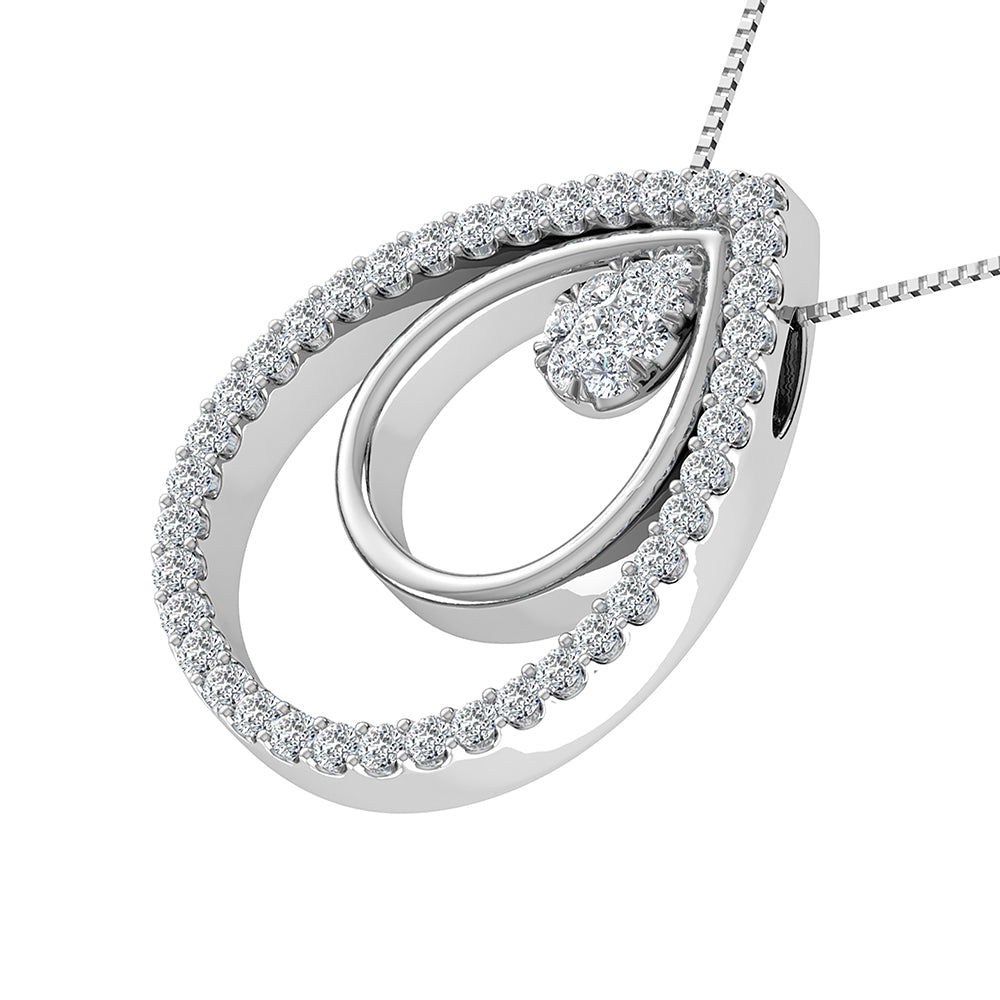 10K White Gold 1/2 Ct.Tw. Diamond Double Slide Pendant