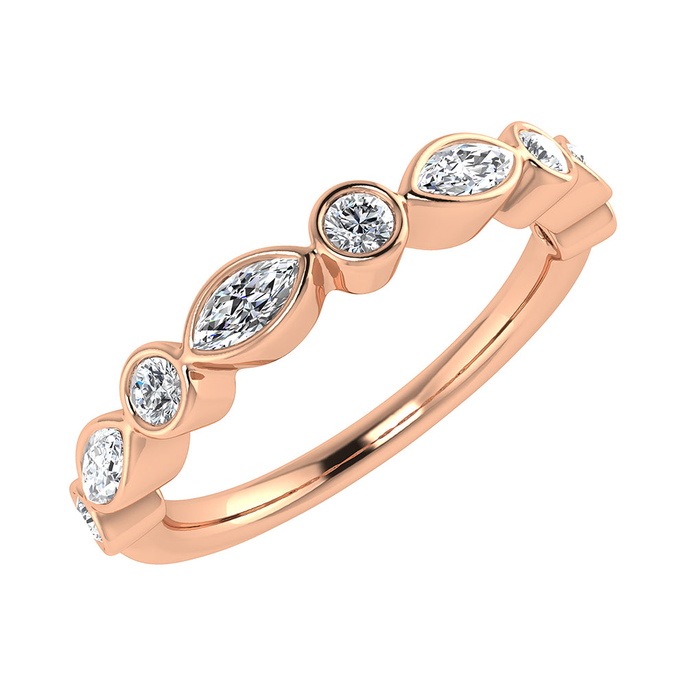 14K Pink Gold 1/3.Tw. Diamond Stack Band