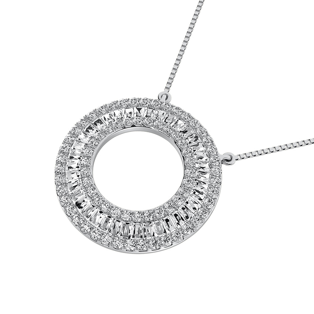 14K White Gold 1/2 Ct.Tw. Open Circel Fashion Necklace