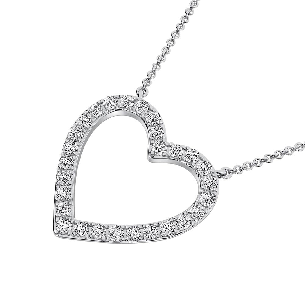 14K White Gold Diamond 1 Ct.Tw. Heart Necklace