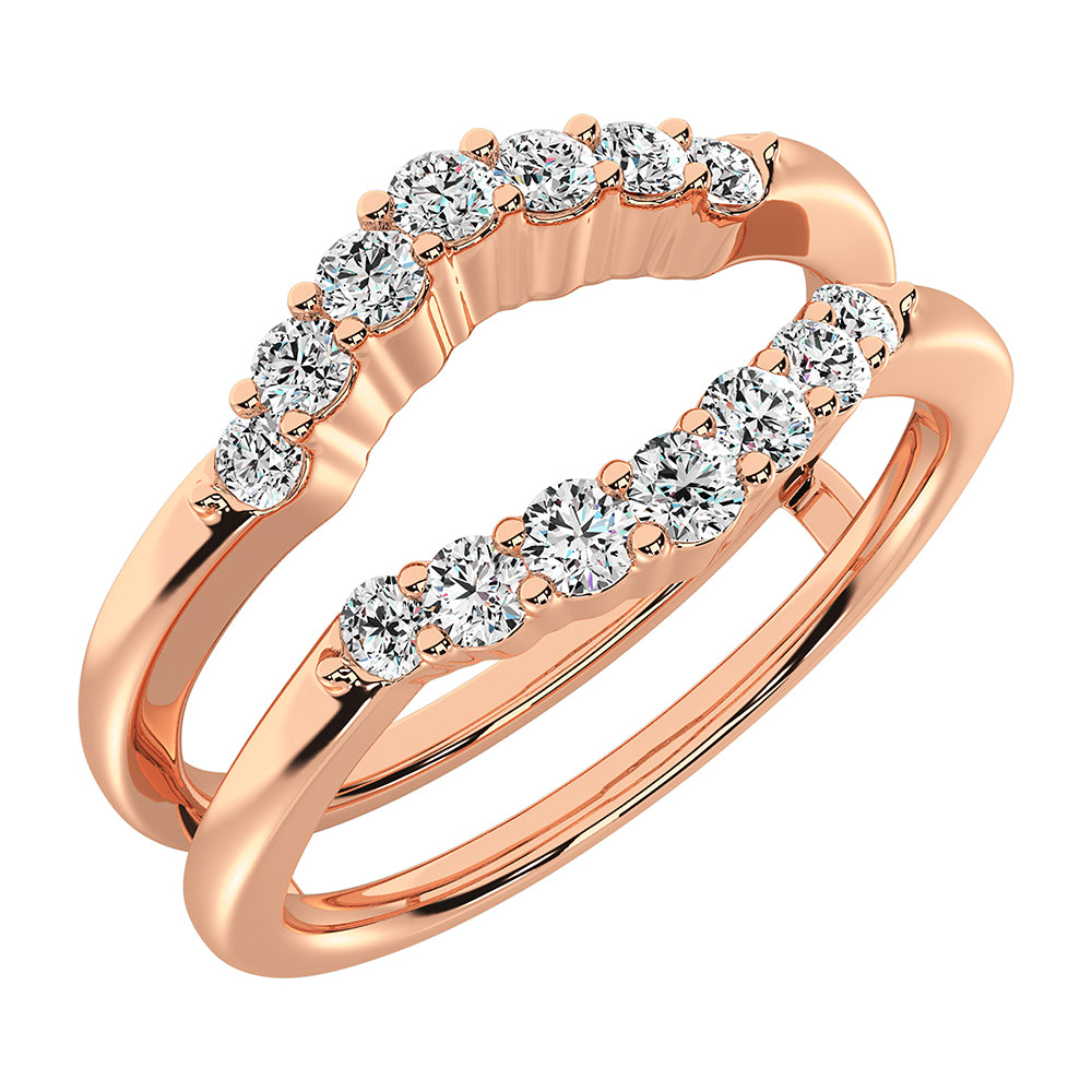 10K Rose Gold 1/3 Ct.Tw. Diamond Chevron Guard Ring