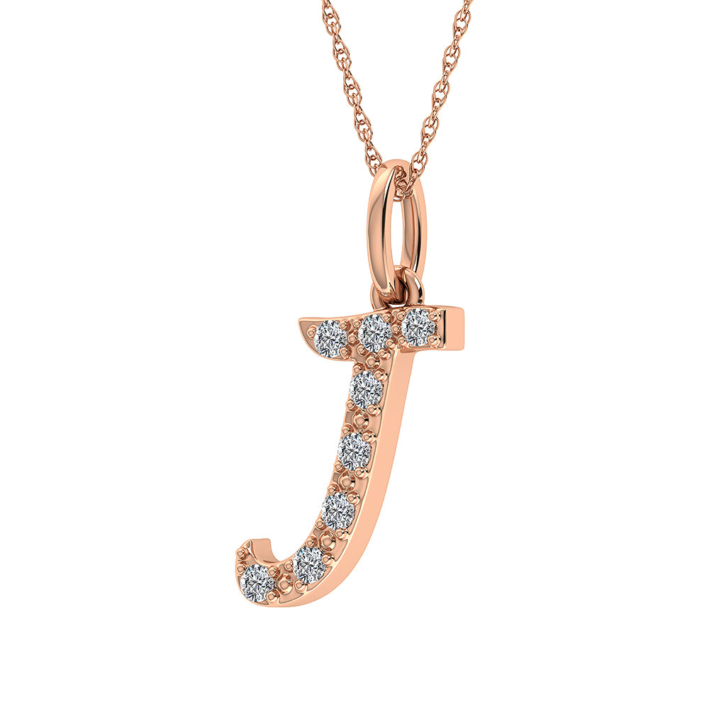 Diamond 1/8 Ct.Tw. Letter J Pendant in 10K Rose Gold