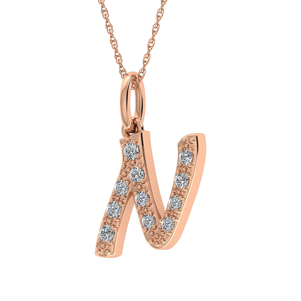 Diamond 1/8 Ct.Tw. Letter N Pendant in 10K Rose Gold