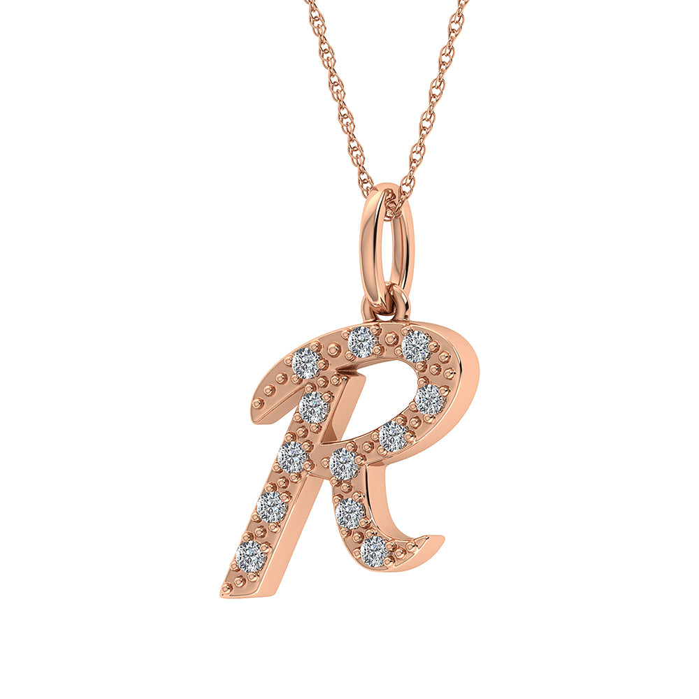 Diamond 1/8 Ct.Tw. Letter R Pendant in 10K Rose Gold