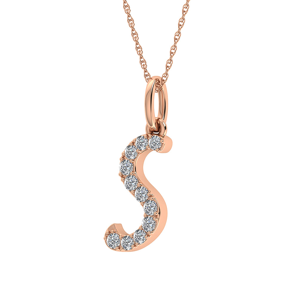 Diamond 1/8 Ct.Tw. Letter S Pendant in 10K Rose Gold