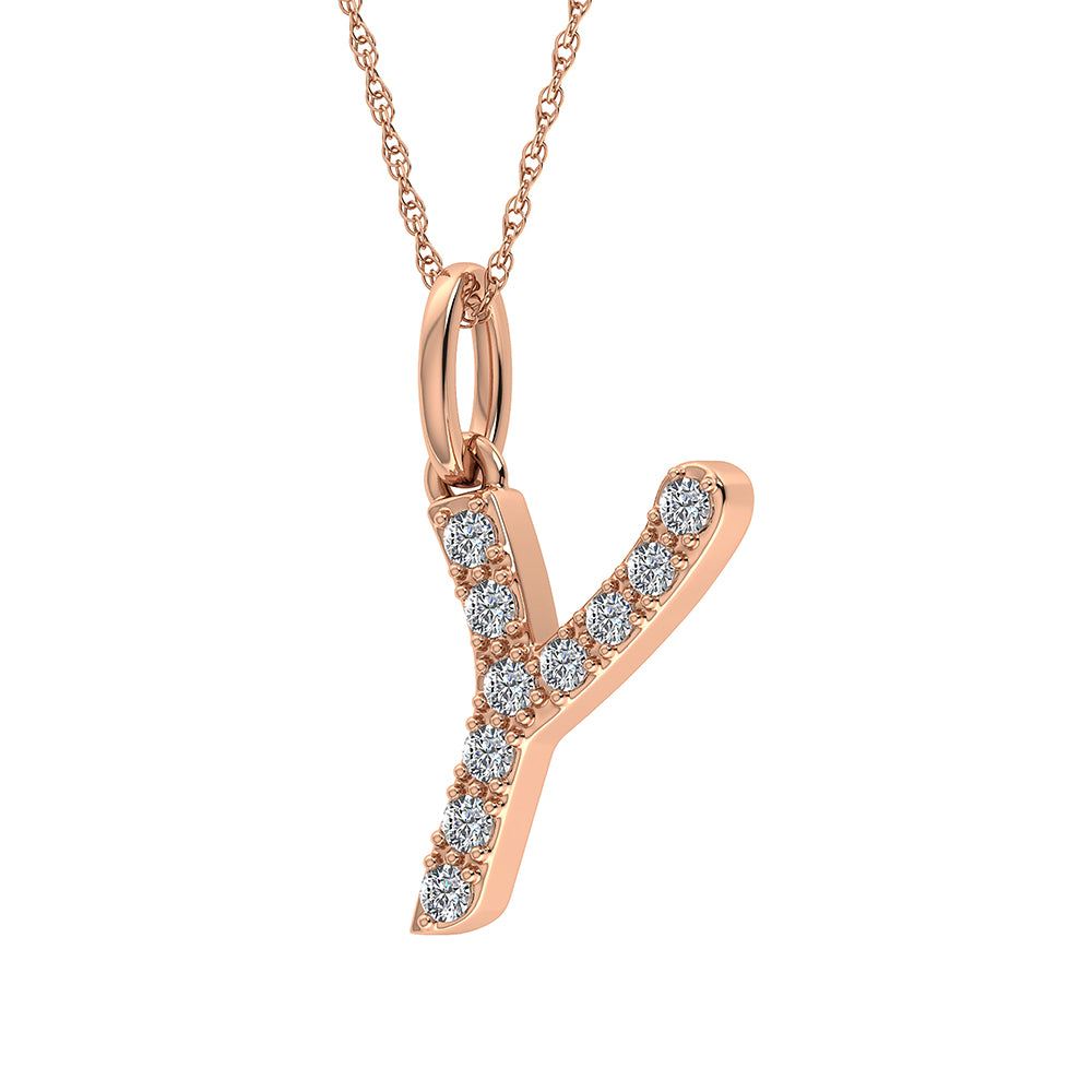 Diamond 1/8 Ct.Tw. Letter Y Pendant in 10K Rose Gold