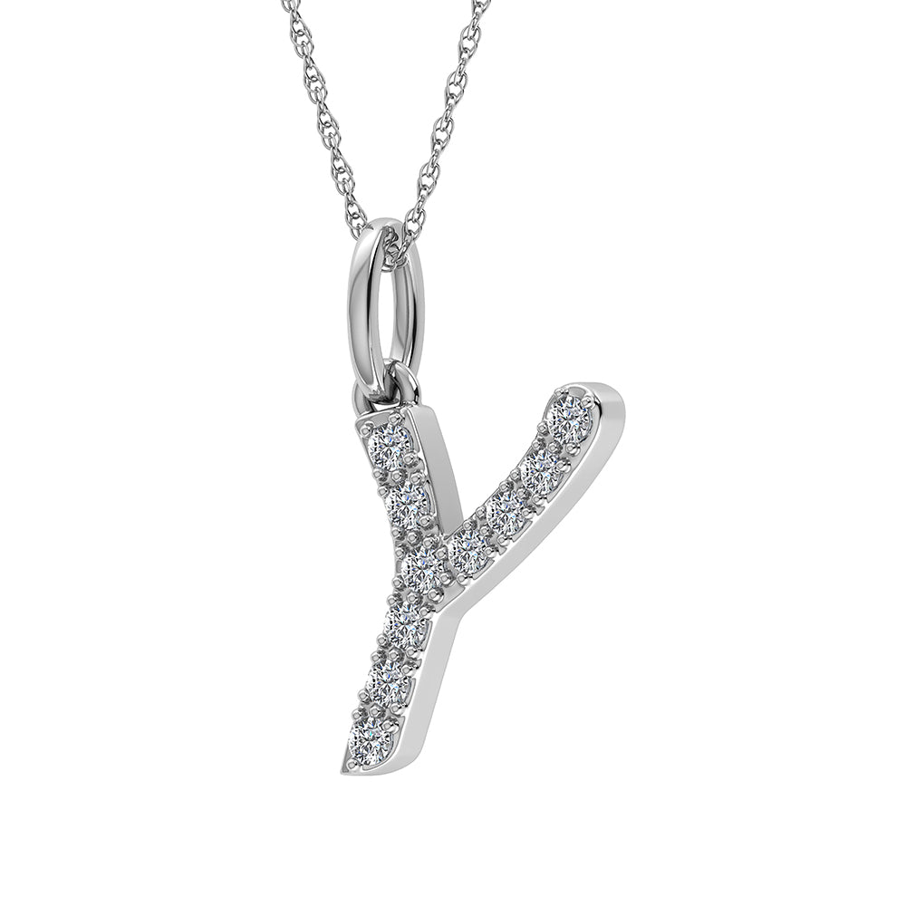 Diamond 1/8 Ct.Tw. Letter Y Pendant in 10K White Gold