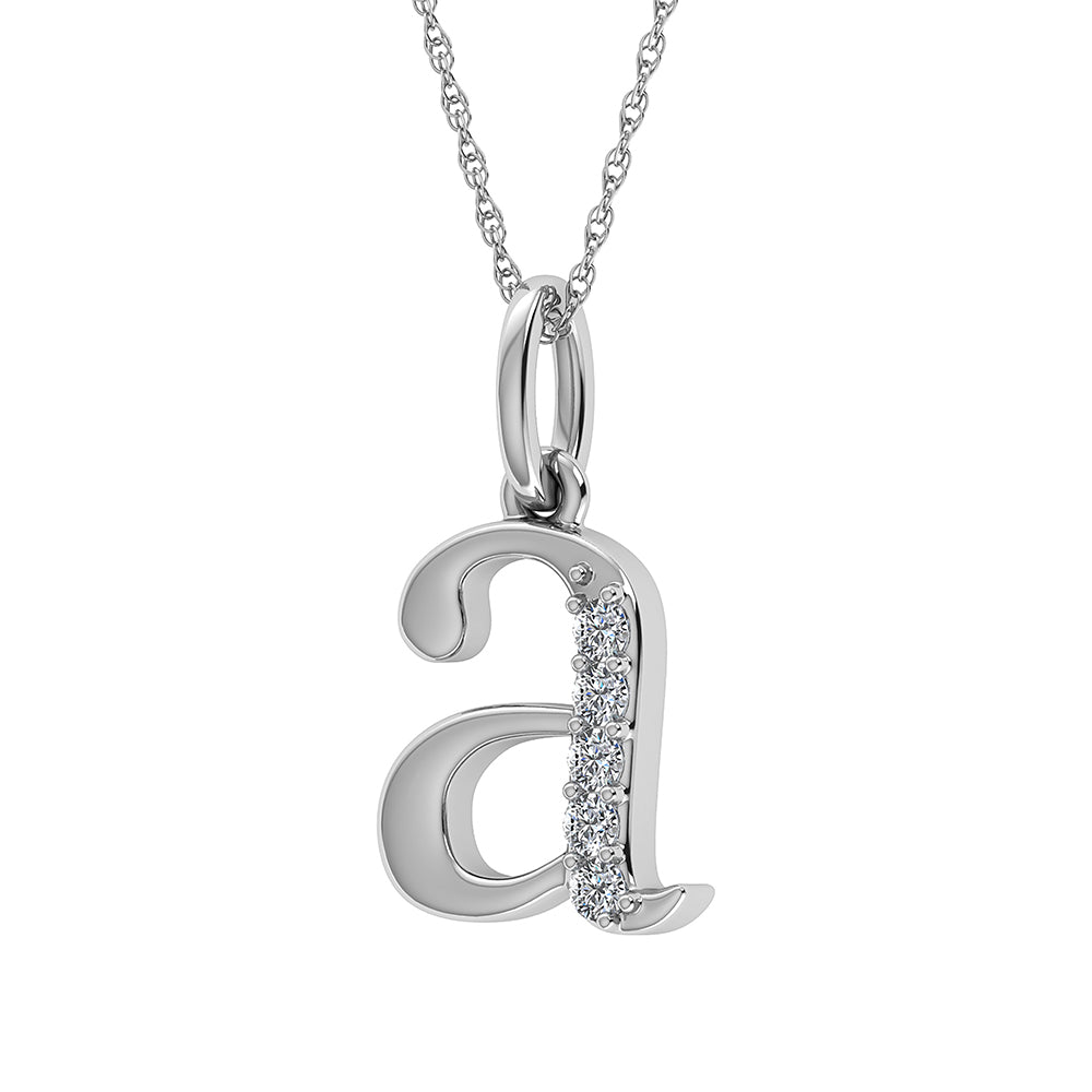 Diamond 1/20 Ct.Tw. Letter A Pendant in 10K White Gold