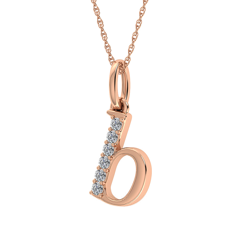 Diamond 1/20 Ct.Tw. Letter B Pendant in 10K Rose Gold