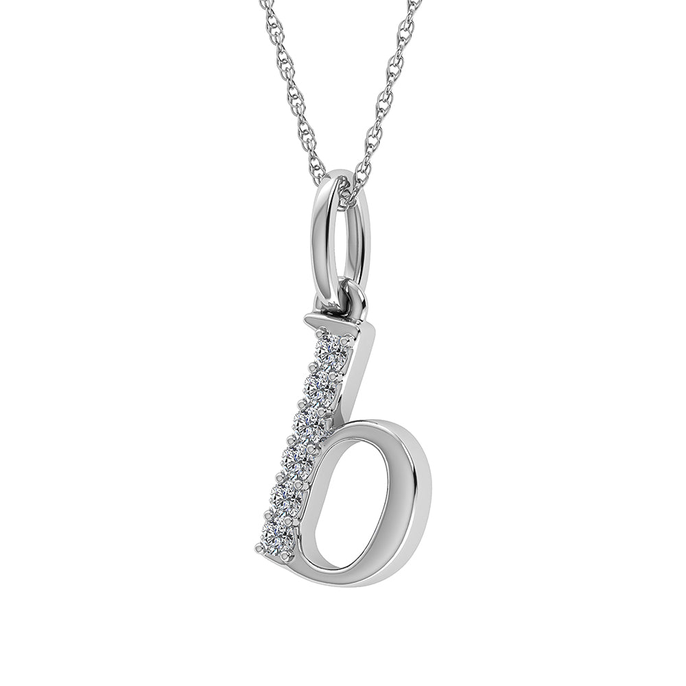 Diamond 1/20 Ct.Tw. Letter B Pendant in 10K White Gold