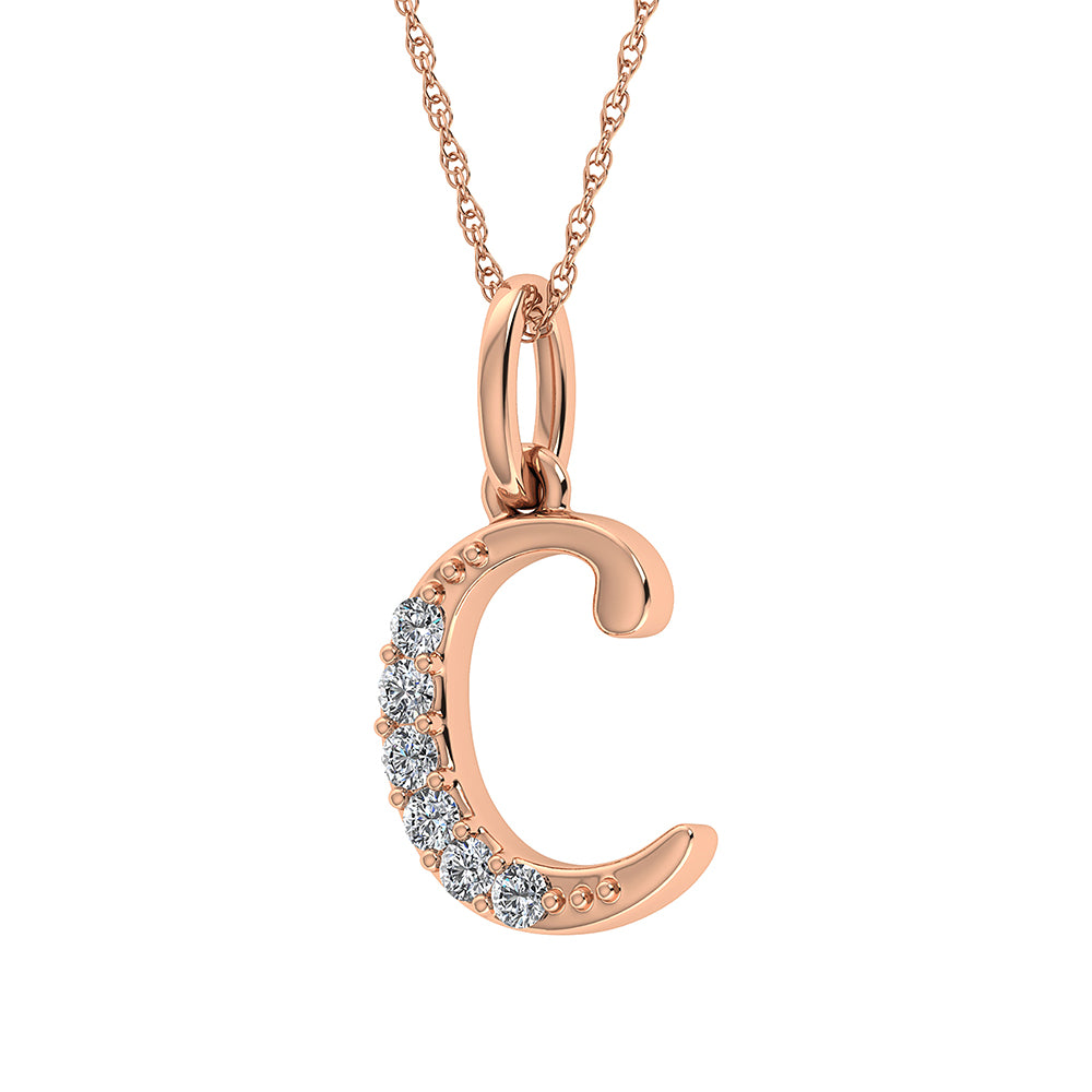 Diamond 1/20 Ct.Tw. Letter C Pendant in 10K Rose Gold