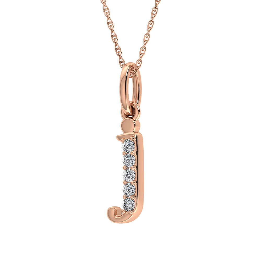 Diamond 1/20 Ct.Tw. Letter J Pendant in 10K Rose Gold