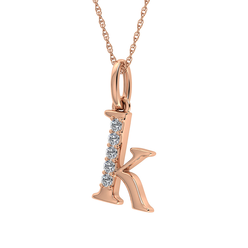 Diamond 1/20 Ct.Tw. Letter K Pendant in 10K Rose Gold