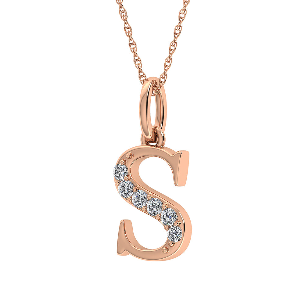 Diamond 1/20 Ct.Tw. Letter S Pendant in 10K Rose Gold