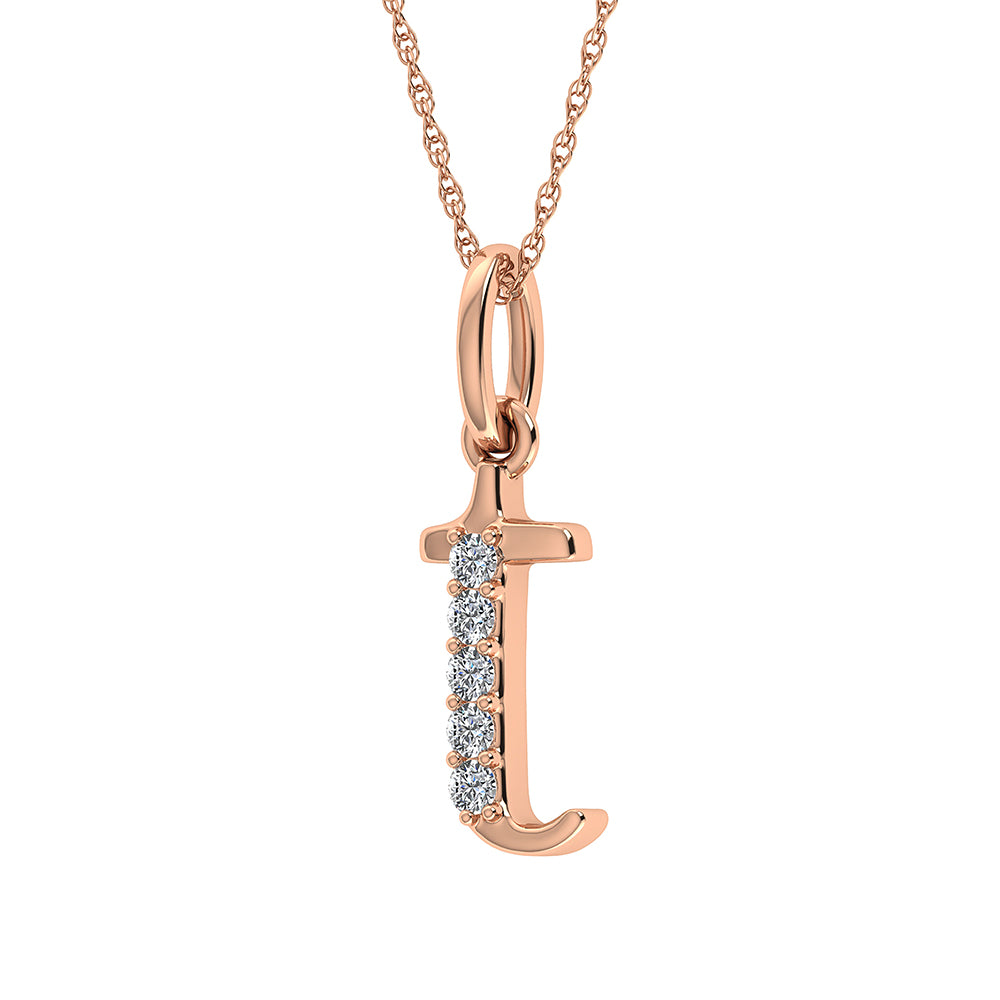 Diamond 1/20 Ct.Tw. Letter T Pendant in 10K Rose Gold