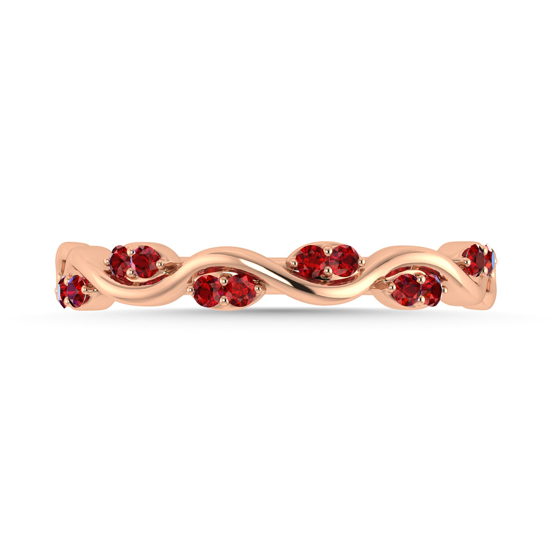 Diamond 1/6 Ct.Tw. And Ruby Wedding Band in 14K Rose Gold