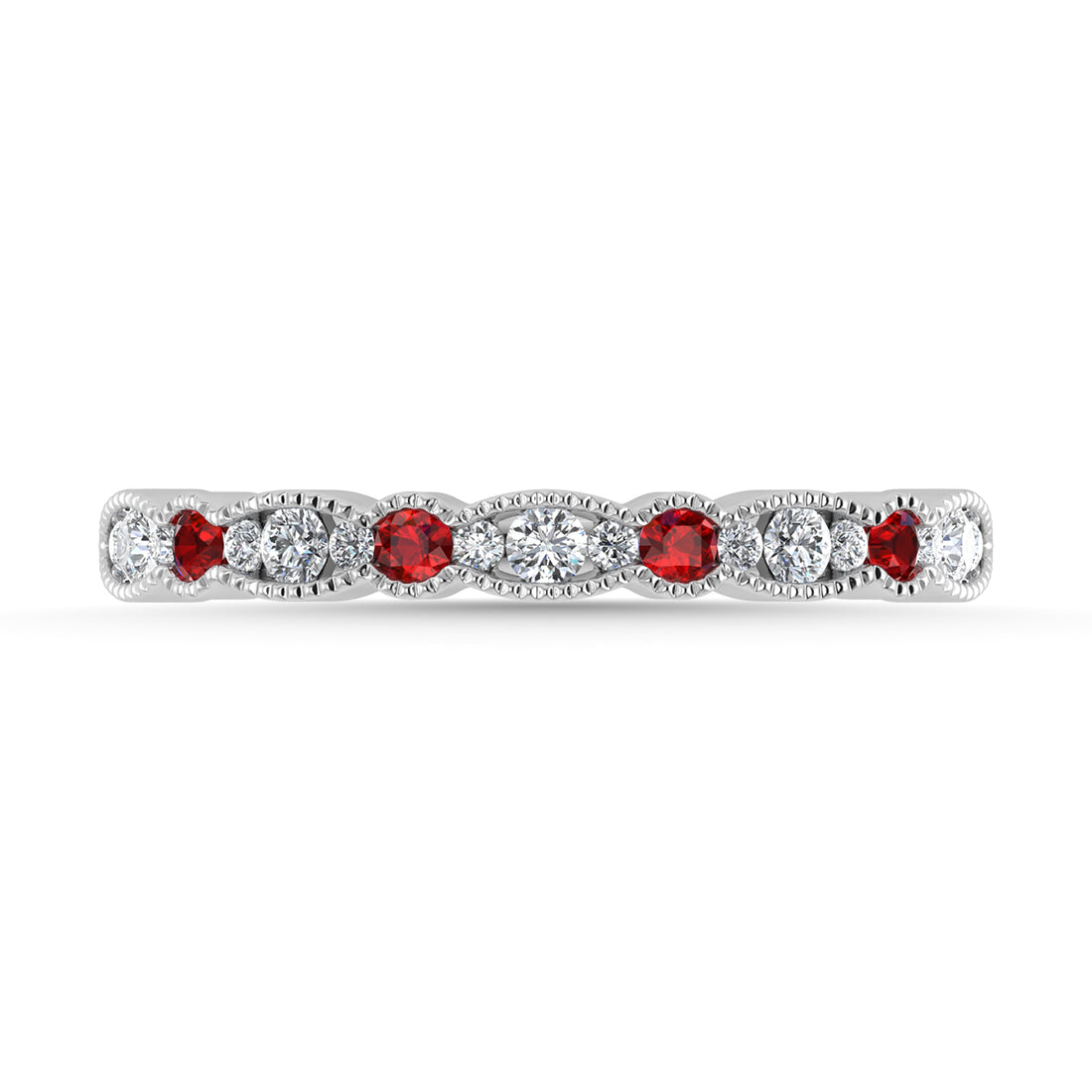 Diamond 1/4 Ct.Tw. And Ruby Band in 14K White Gold