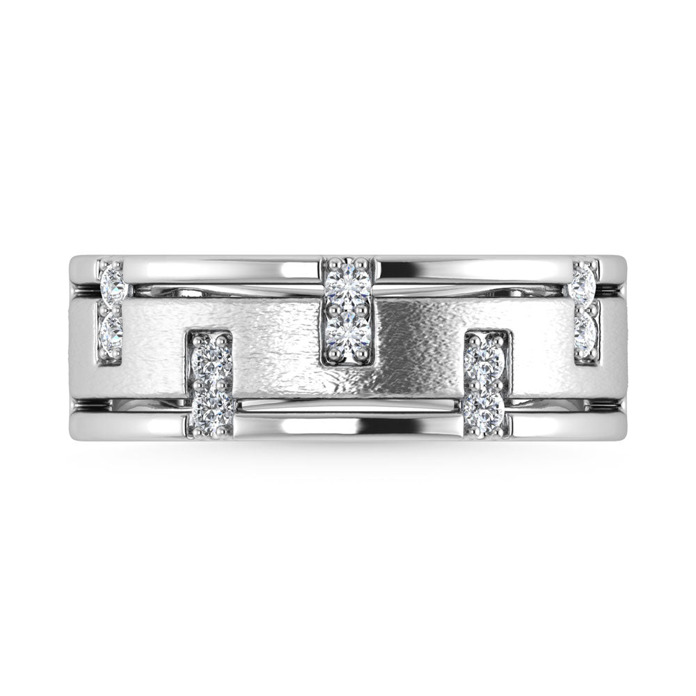 14K White Gold 1/3 Ct.Tw. Diamond Mens Band