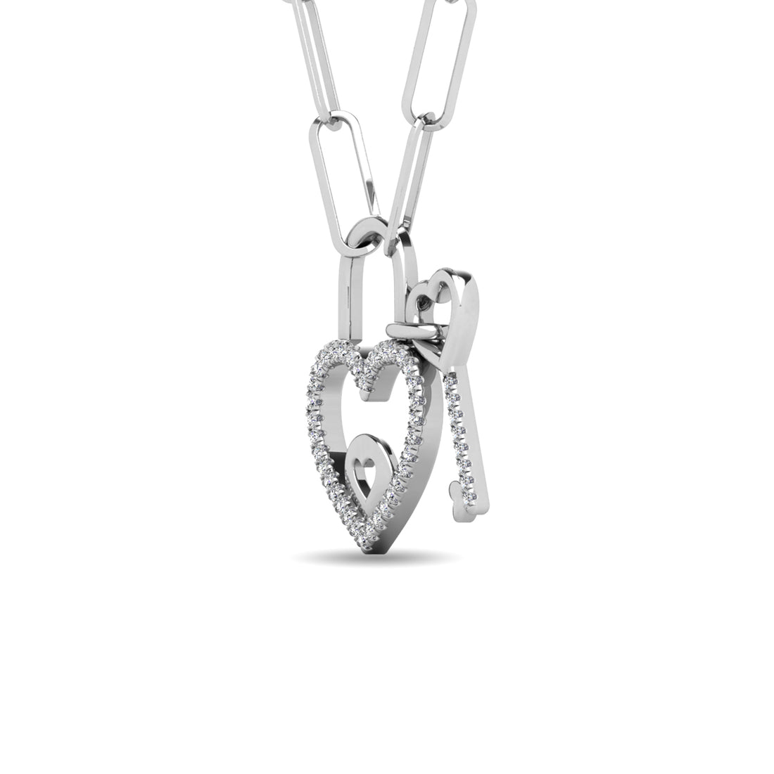 Diamond 1/6 Ct.Tw. Lock and Key Pendant in 10K White Gold