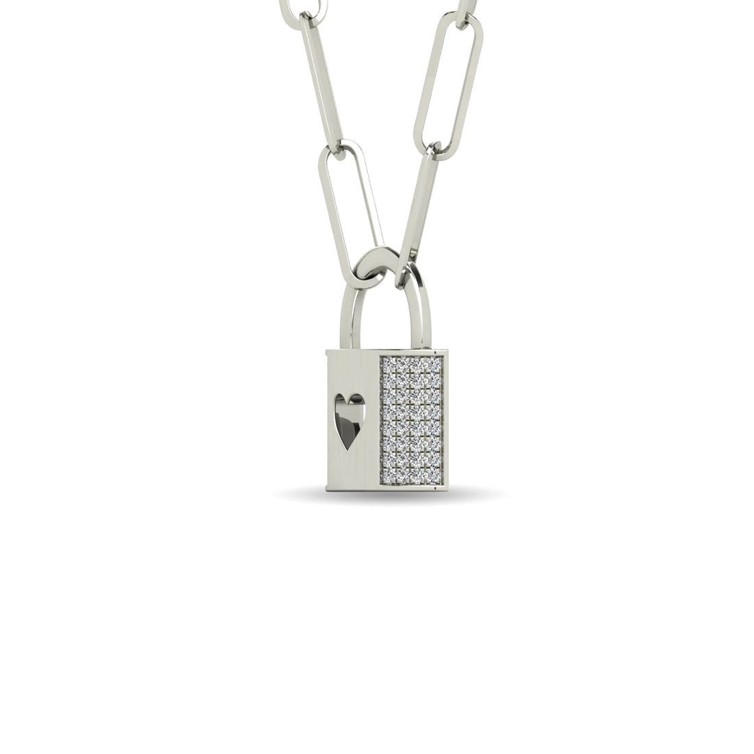 Diamond 1/8 Ct.Tw. Lock Pendant in 10K White Gold