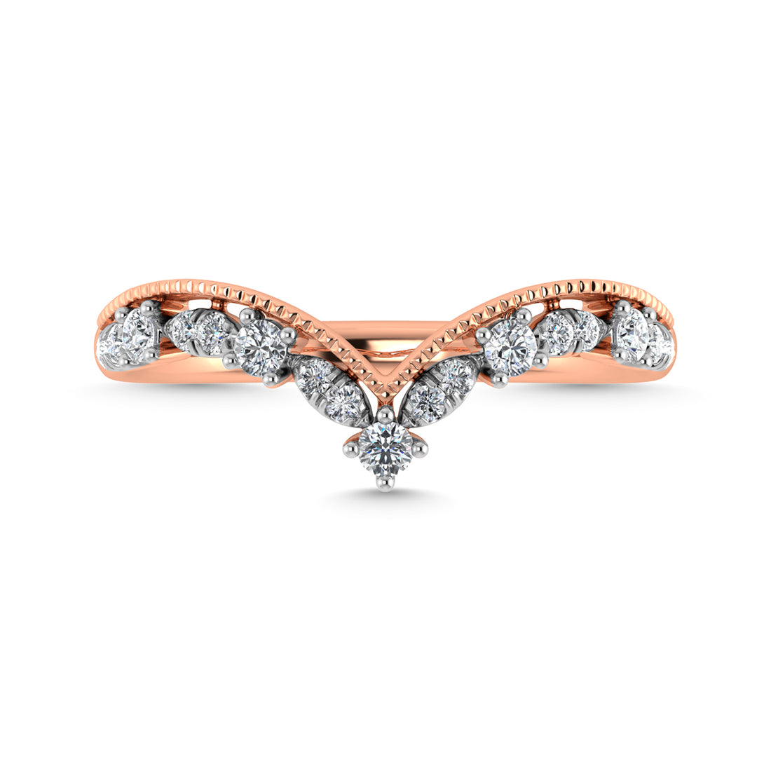 Diamond 1/5 Ct.Tw. Chevron Band in 10K Rose Gold