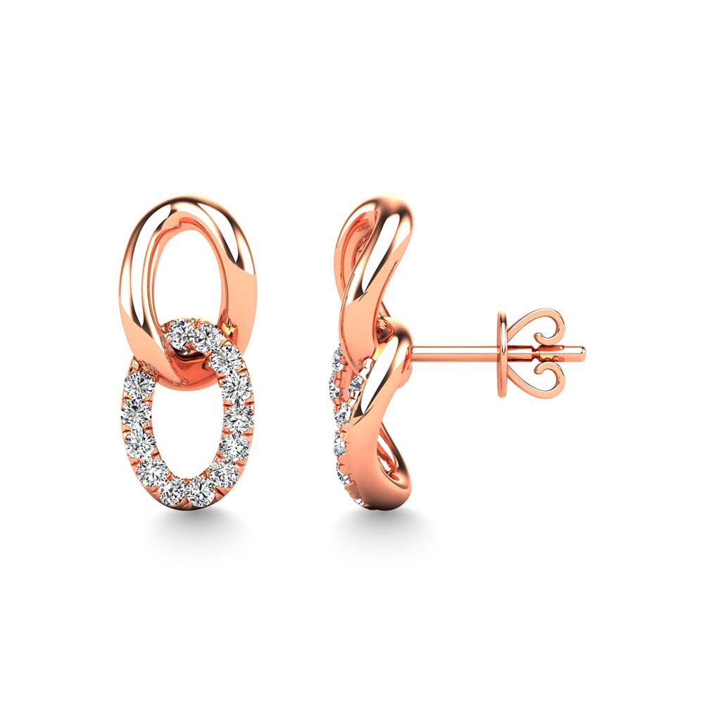 14K Rose Gold Diamond 1/8 Ct.Tw. Fashion Earrings