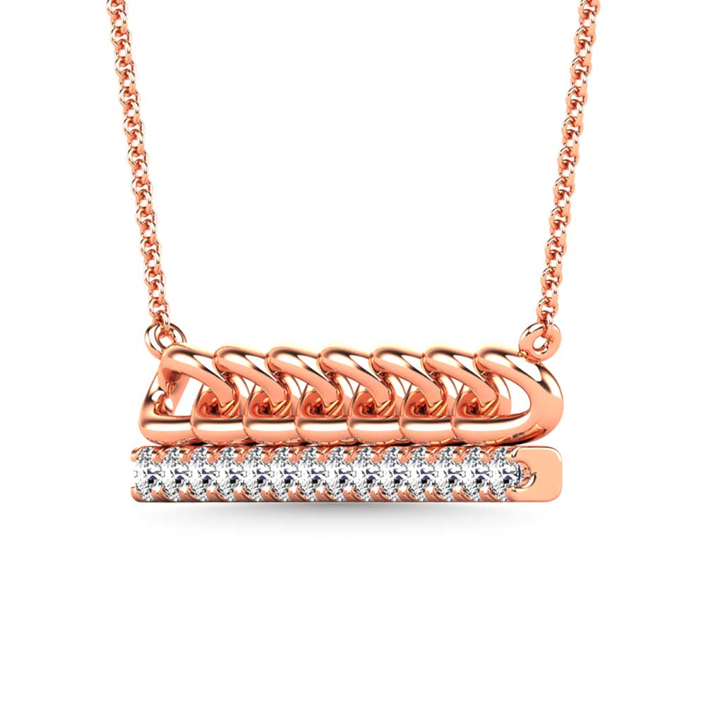 Diamond 1/5 Ct.Tw. Bar Necklace in 10K Rose Gold