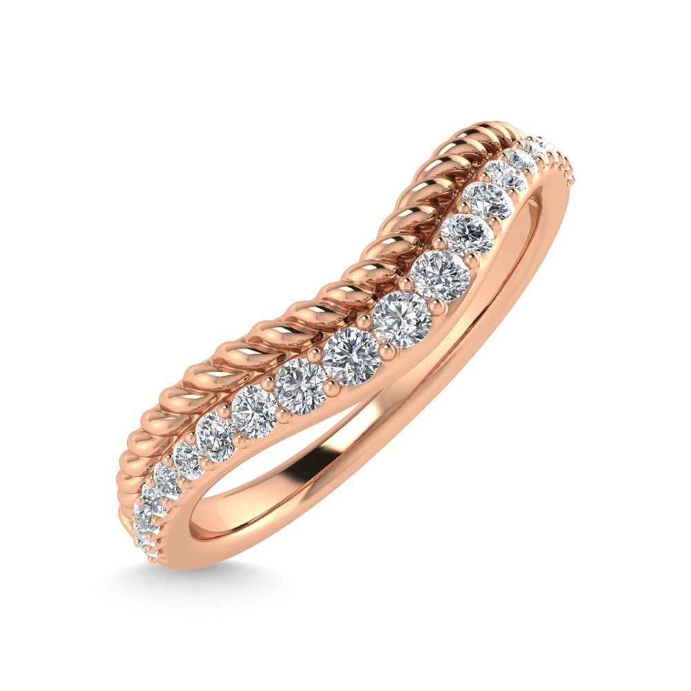 14K Rose Gold Diamond 1/5 Ct.Tw. Chevron Band