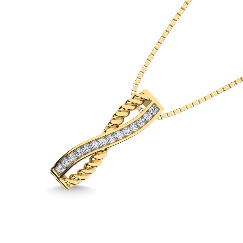 10K Yellow Gold Diamond 1/6 Ct.Tw. Crossover Fashion Pendant