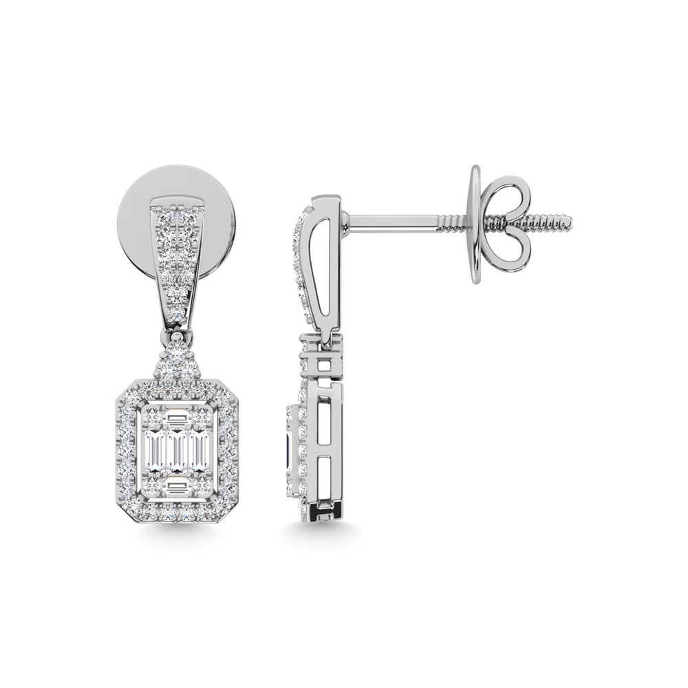 14K White Gold Diamond 1/2 Ct.Tw. Fashion Earrings