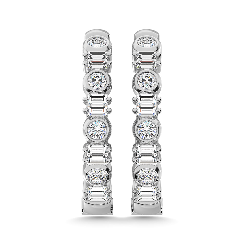 14K White Gold Diamond 1/2 Ct.Tw. Hoop Earrings