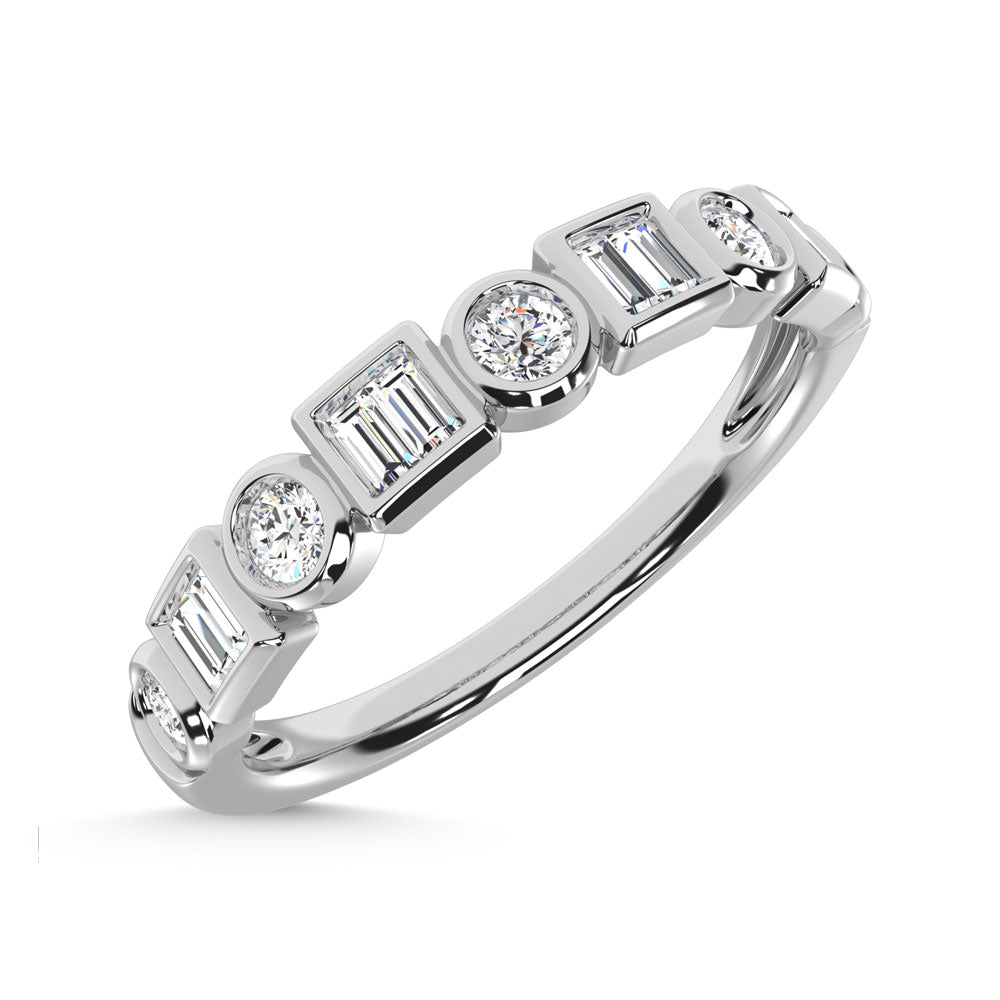 14K White Gold Diamond  1/4 Ct.Tw. Stack Band