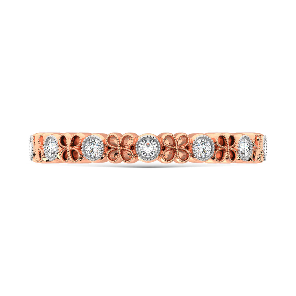 14K Rose Gold Diamond  1/6 Ct.Tw. Stack Band