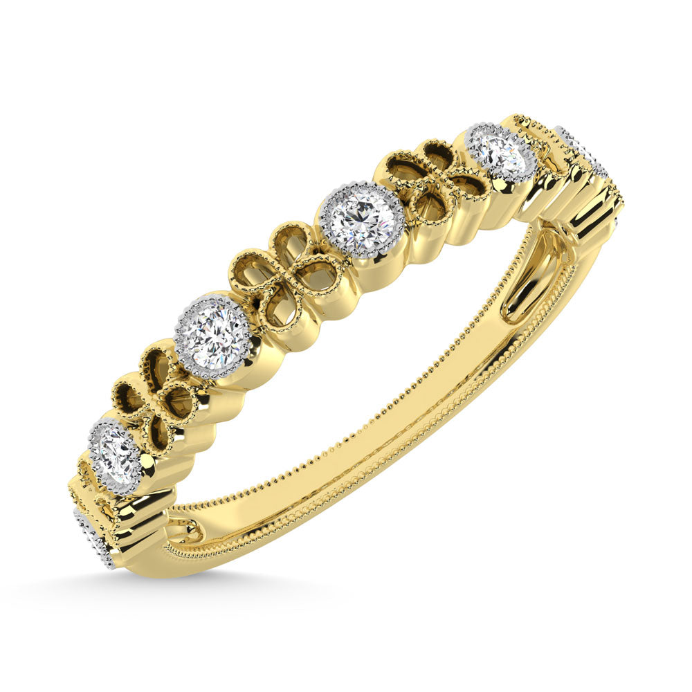 14K Yellow Gold Diamond  1/6 Ct.Tw. Stack Band