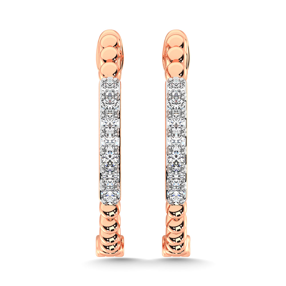 10K Rose Gold Diamond 1/6 Ct.Tw. Hoop Earrings