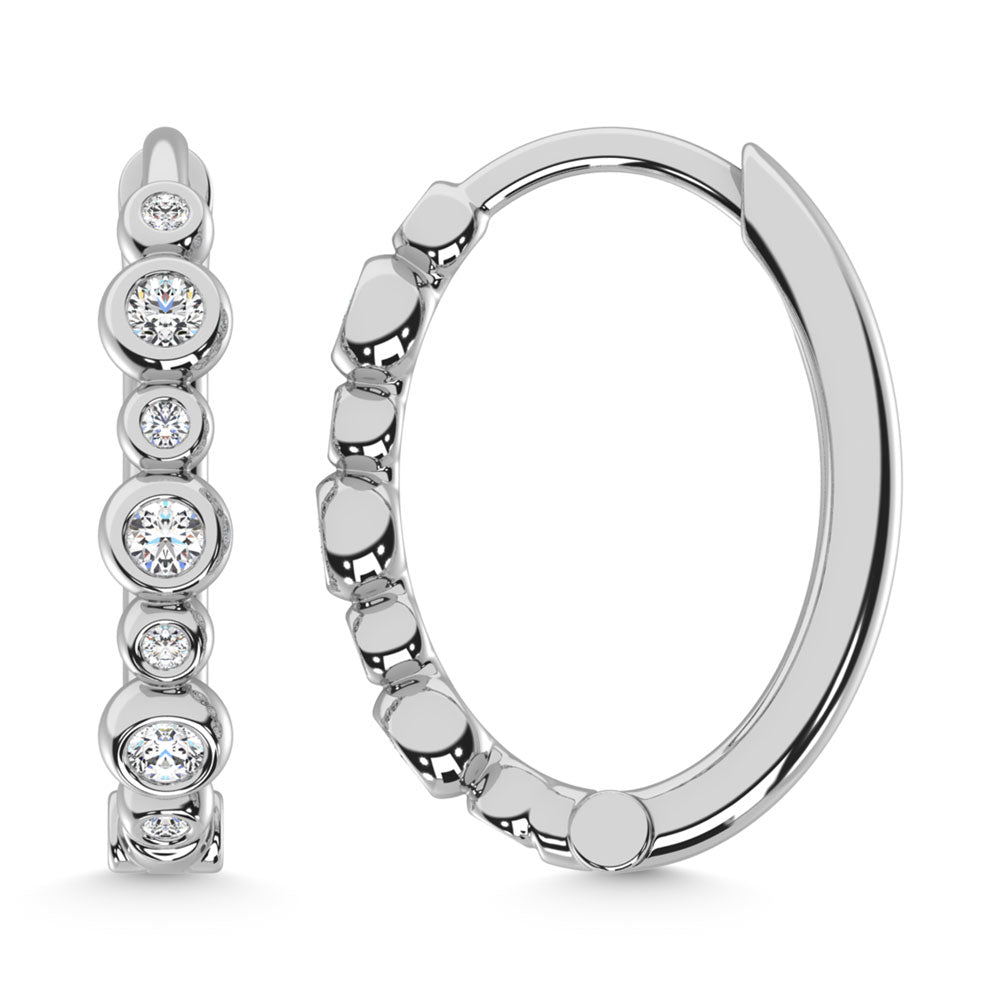 14K White Gold Diamond 1/4 Ct.Tw. Hoop Earrings